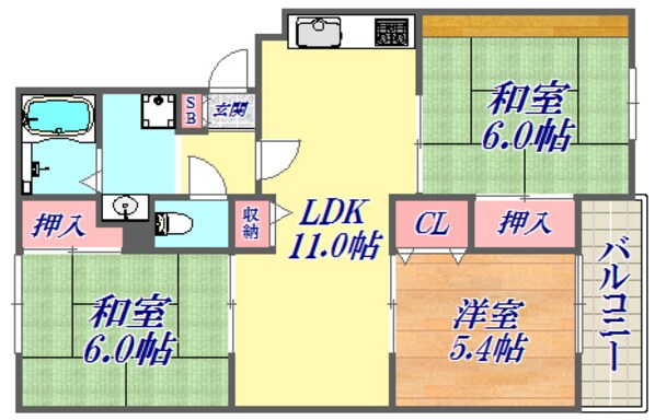 イーストヒルズ平野の物件間取画像